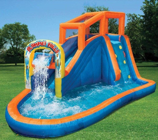 water slide with waterfall